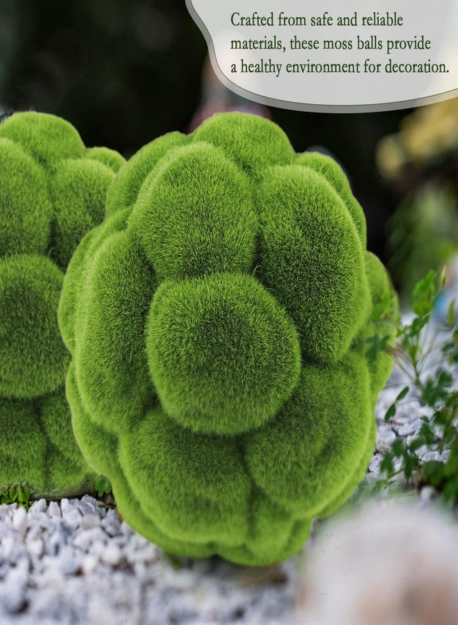 LCJAOF 2pcs Artificial Moss Rocks - Fake Green Moss Balls for Garden Decoration, Realistic Faux Topiary Balls, Fade-Resistant&Versatile for Weddings, Parties, and DIY Landscaping - Image 4